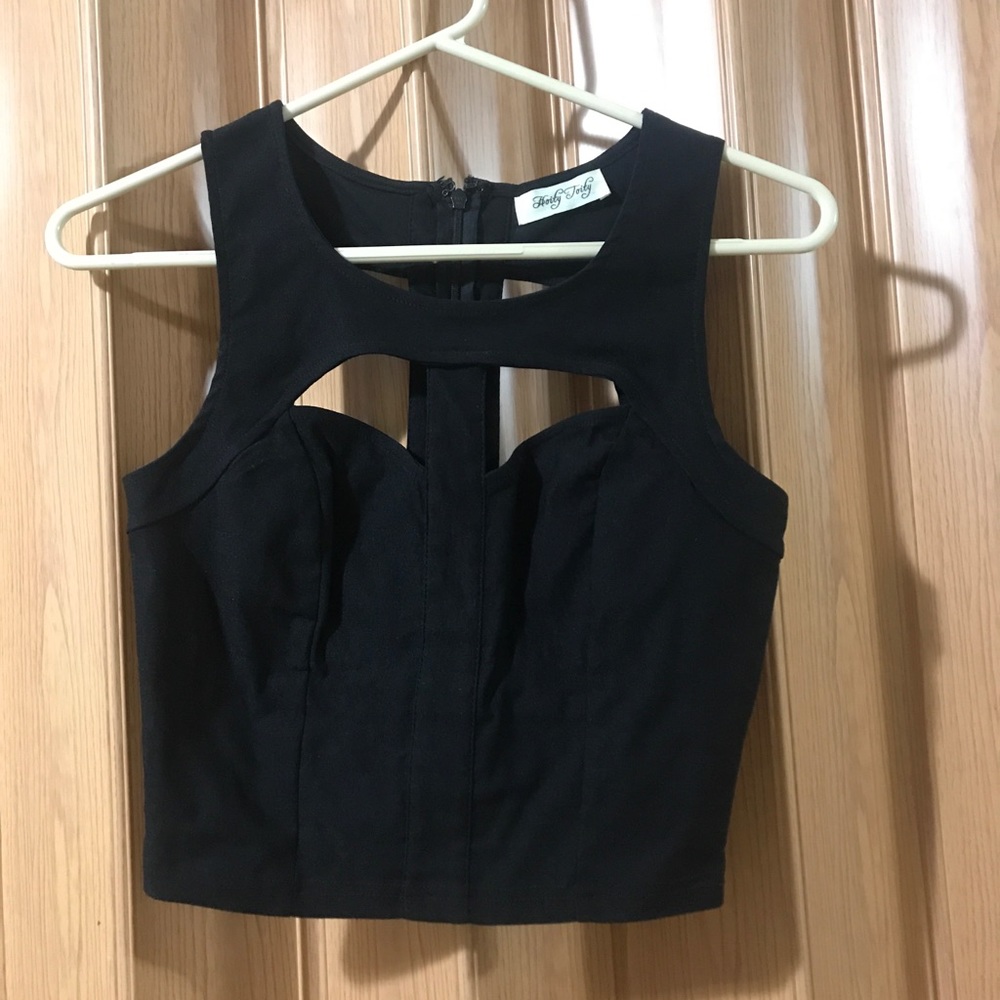 Black cut out crop top